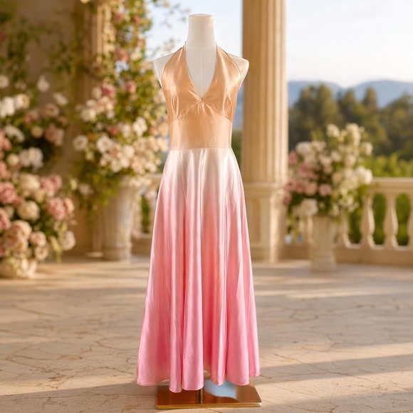Laundry By Shelli Segal Dresses & Skirts - Vintage Y2K Laundry by Shelli Segal Silk Halter Pink Ombre Maxi Dress 8 Prom